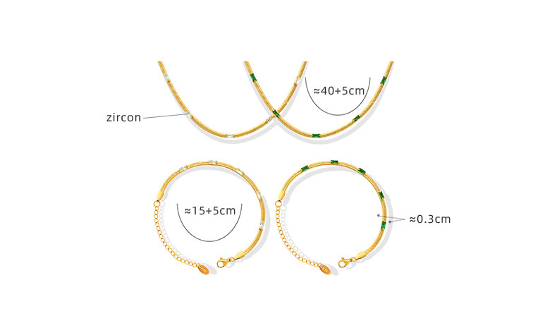 fashion retro snake bone chain zircon titanium steel necklace bracelet