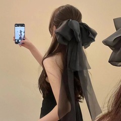 逃げ姫 ~ 超仙気質の大きい蝶結びの頭飾りの後頭部のスプリングは長いリボンの髪飾りを挟みます。