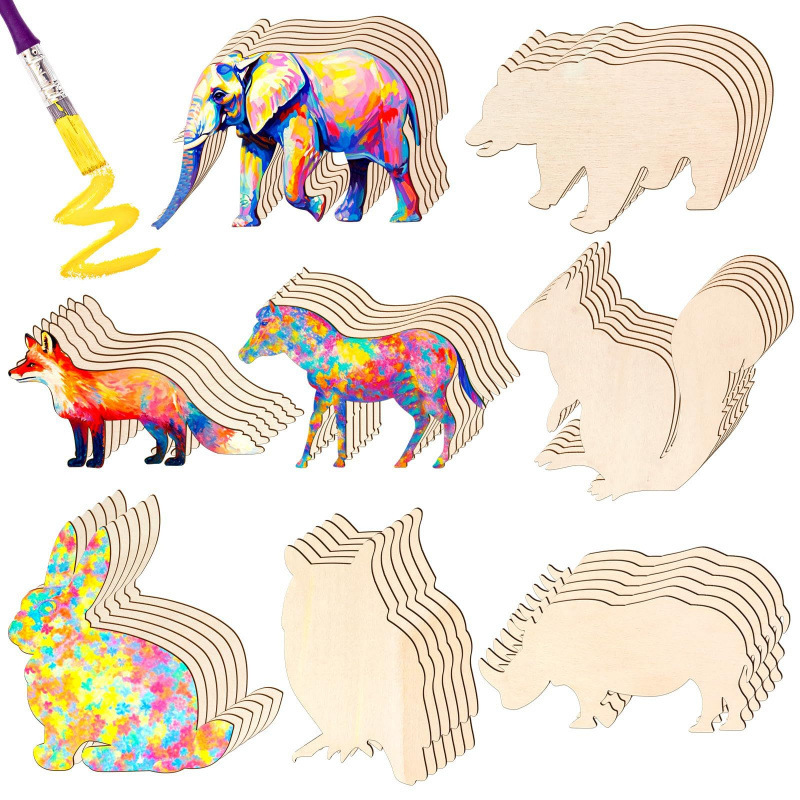 Unfinished Wooden Forest Animal Silhouette for Home Decoration DIY Craft Art Projects