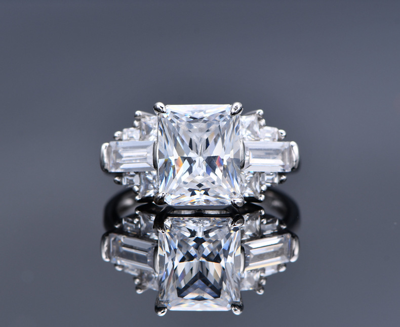 Fashion Geometric Sterling Silver Inlay Zircon Rings 1 Piece