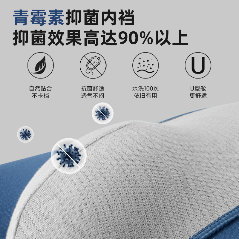 純綿メンズ下着箱入り抗菌通気性シームレスショーツミッドウエスト快適な純綿下着メンズメーカー卸売|undefined