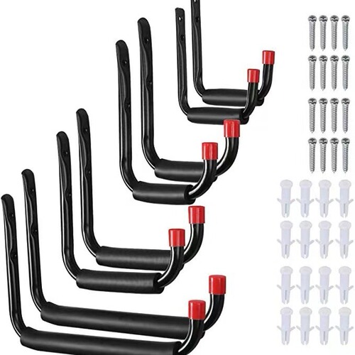 Amazon Cross-border Hot Selling Square Pipe Red Hat Heavy Duty Wall Hooks Garage Bicycle Garden Garden Hooks