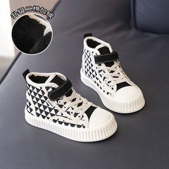 Children's Fleece Canvas Shoes, Unisex Toddler Winter Learning to Walk Shoes, Thick Warm Winter Boots for Boys and Girls 2023