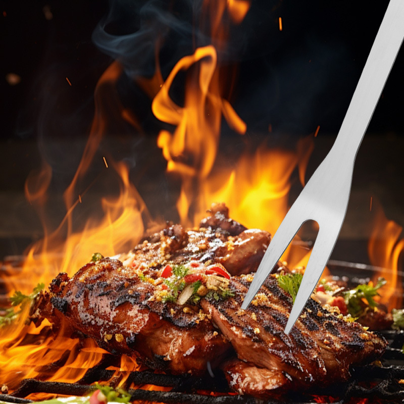 Juego de Utensilios para Barbacoa de 4 Piezas de Acero Inoxidable con Estuche de Aluminio