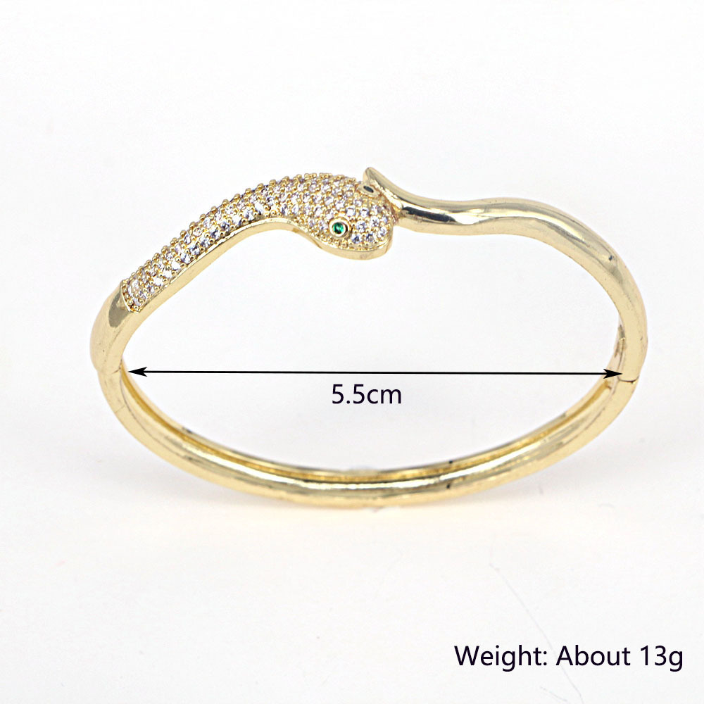 Copper 18k Gold Micro-inlaid Color Zircon Exaggerated Fashion Animal Head Open Bracelet display picture 2
