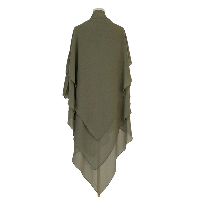 Elegant Solid Color Scarf - Double Layer Front & Triple Layer Back Design, Soft Chiffon Fabric, Versatile Head Wrap For Women_voghion.com