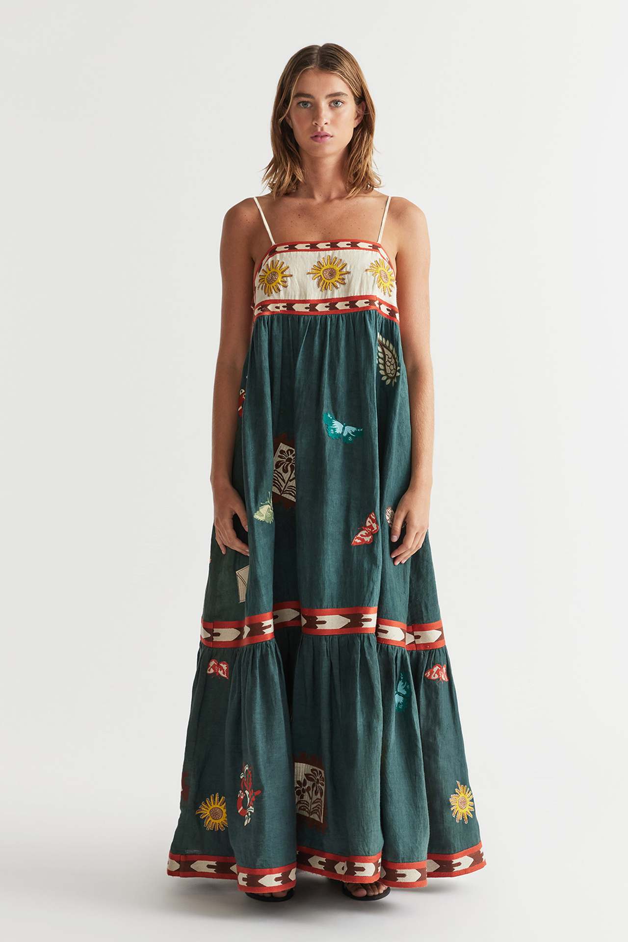 364g Weight Maxi Long Dress Dress Length Type Sleeveless Sleeve Length Swing Dress Dresses Type Wholesale Women's Vacation Streetwear Printing Color Block Holiday Strap Sleeveless Swing Dress
