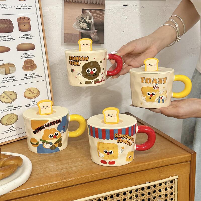 かわいい漫画マグカップ蓋付きセラミックカップ女の子高見えオフィスウォーターカップ実用的な誕生日プレゼント|undefined