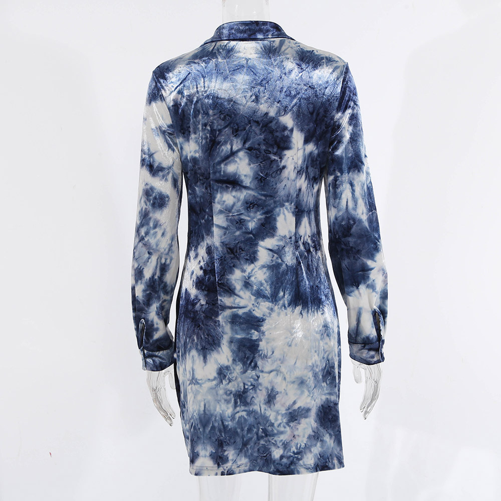 Women Wholesale Velvet Tie-Dye Shirt Dresses