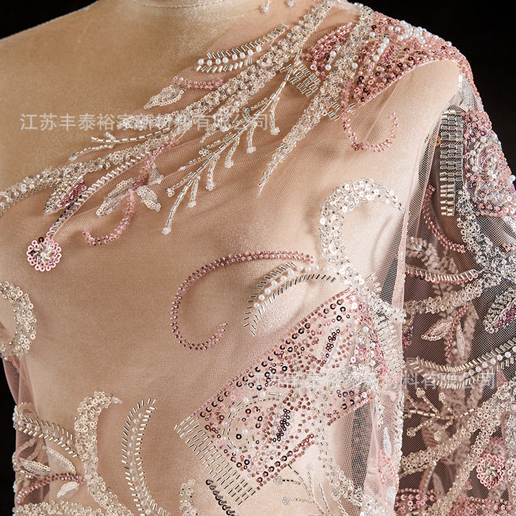 Lujo ligero vestido de boda estilo europeo y americano vestido de malla de pañuelo bordado tela de moda de moda de mujer comercio exterior transfronterizo