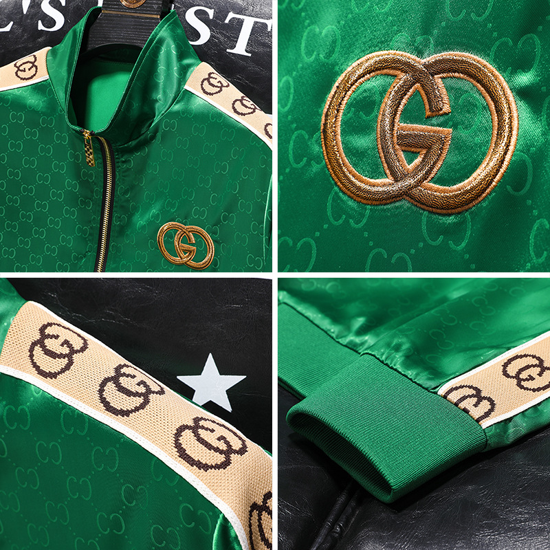 Ropa de hombre europea 2025 primavera y otoño nueva luz de lujo bordado cuello alto tops moda juvenil casual tops Top