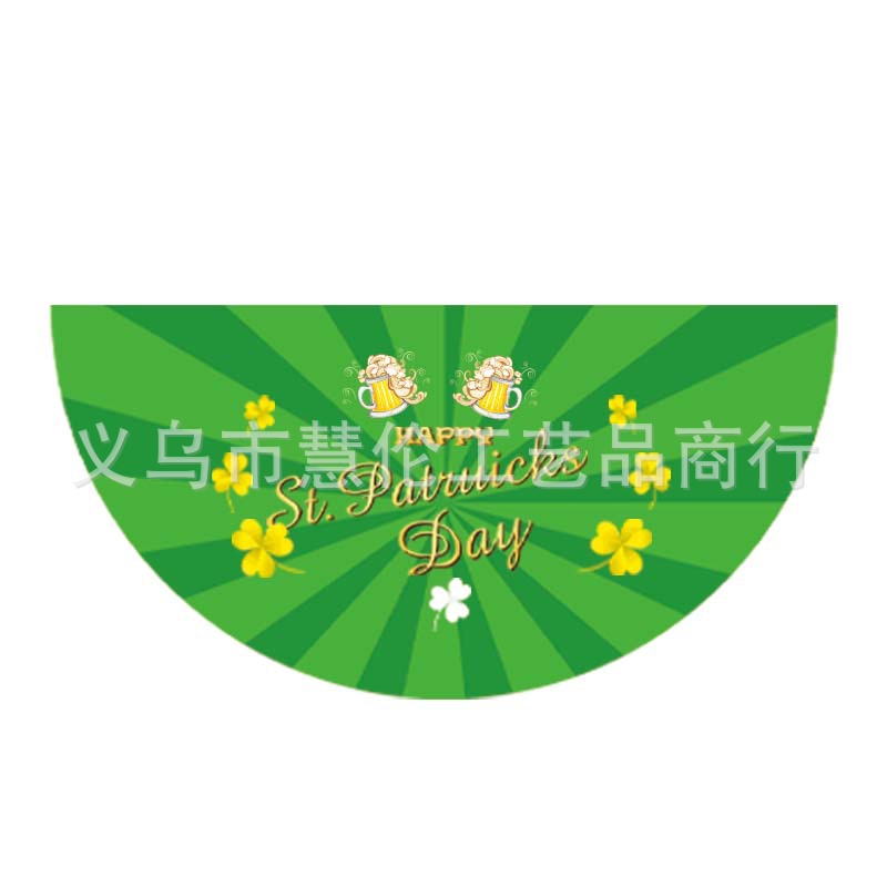 Nueva Bandera de abanico del día de San Patricio transfronterizo día irlandés decoraciones al aire libre impresión creativa Bandera de semicírculo