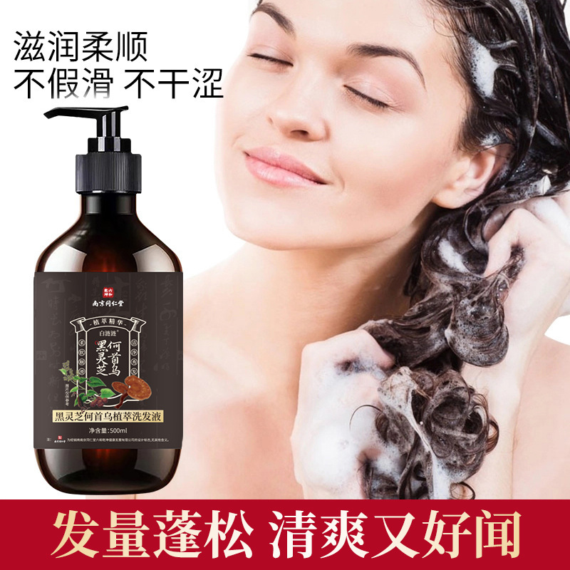 南京銅仁堂黒霊芝とポリゴナム ファルセア植物エキスのシャンプー、フケ防止、オイルコントロール、黒髪、明るい髪、白髪、非洗浄、黒髪|undefined