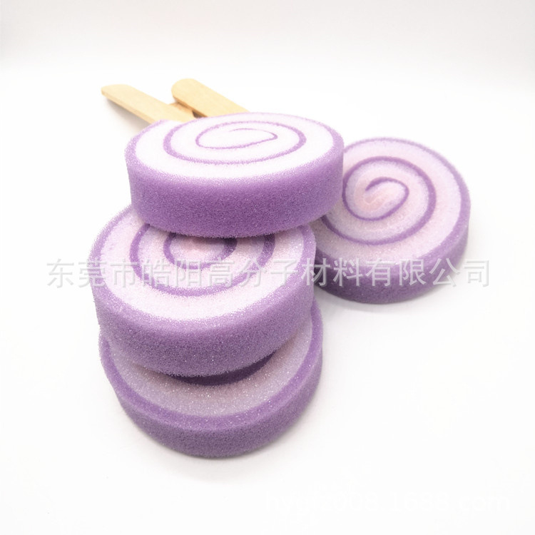 海棉棒棒糖冰棒沐浴海绵 圆形清洁海绵杯刷彩色雪糕清洁海绵