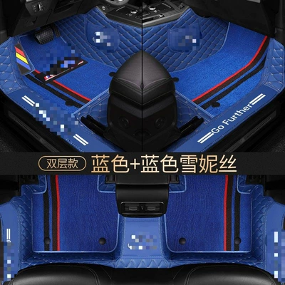 Full Coverage Car Floor Mats, Ayaqaltılar (Kovriklər) - 06-11-focus-double-layered-door-sill-blue-leather-blue-snow