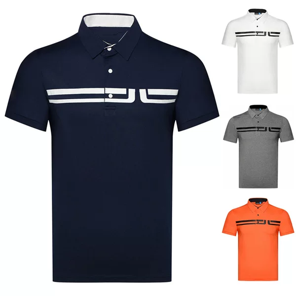Ready-Stock Golf Clothing, Loose-Fitting, Breathable Short-Sleeved T-Shirt, Casual Elastic Sweat-Wicking, Quick-Drying Printed Polo Shirt for Men