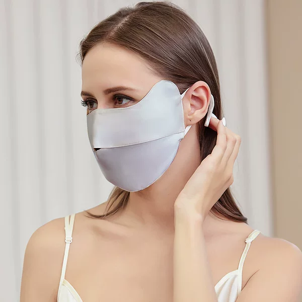Silk Sunscreen Mask Double Layer 100% Mulberry Silk Full Face Mask Breathable Eye Protection Anti-Ultraviolet Face Mask Summer