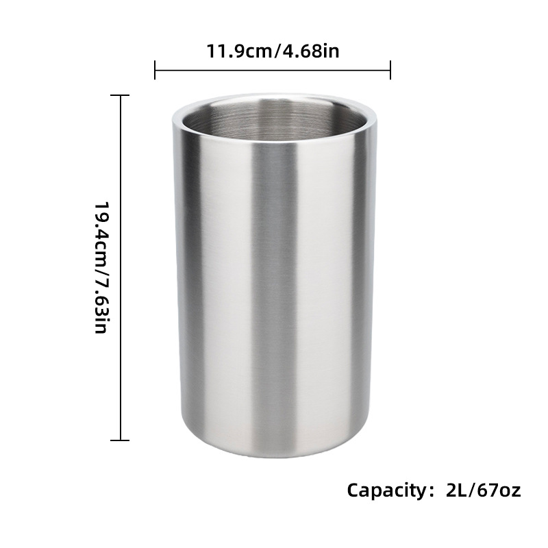 Cubo de hielo portátil de acero inoxidable, aislado, para bar, KTV, cerveza y champán