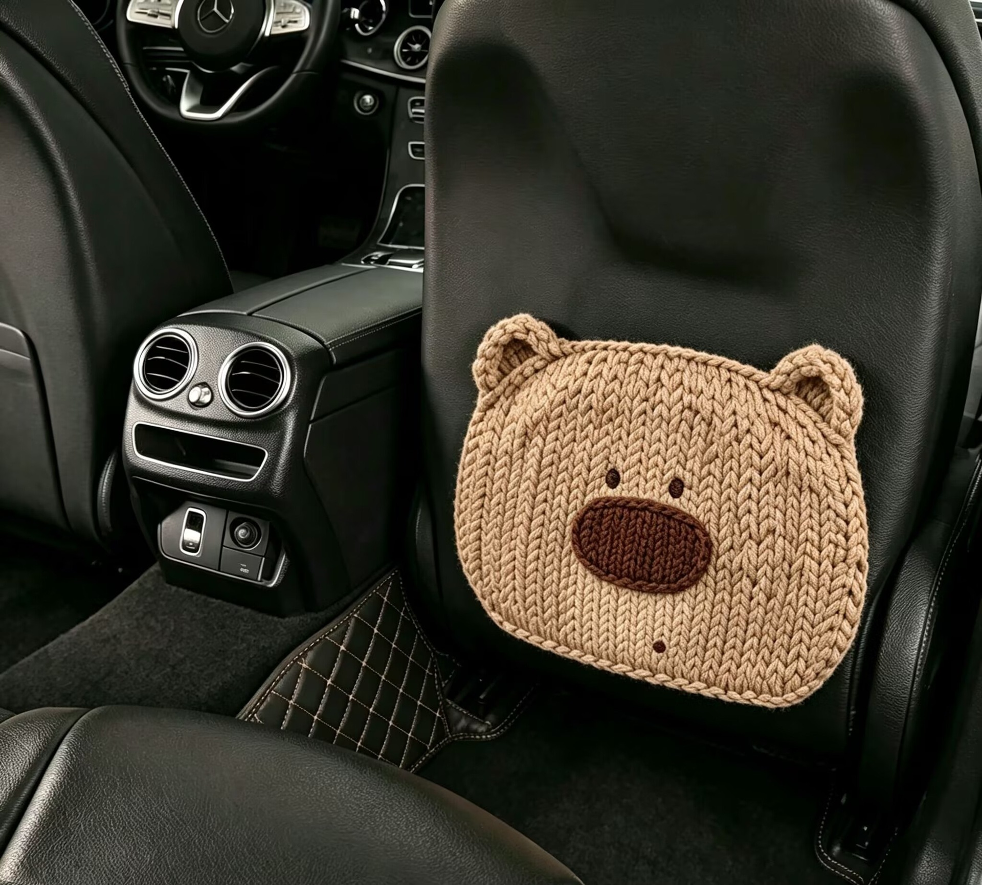 3D Printed Cute Cartoon Car Seat Back Anti-Kick Pad, Car Seat Back Anti-Dirt Pad, Bear, Cat, Crocodile