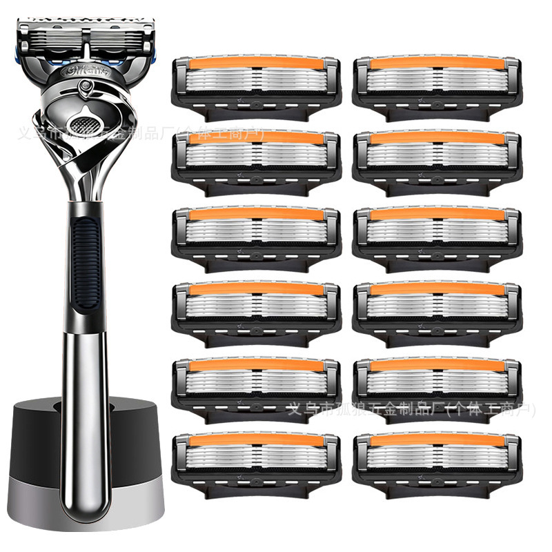Five-layer manual razor with replaceable stainless steel blades for men Five-layer manual razor with replaceable stainless steel blades for men