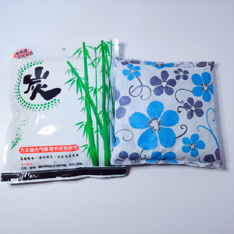 厂家直销活性炭包车载家用除湿除味碳包韩式麻布除甲醛竹炭包500g