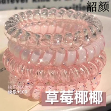 高品质电话线发圈高弹力波点发绳夏天头绳女发饰耐用无痕气质百搭