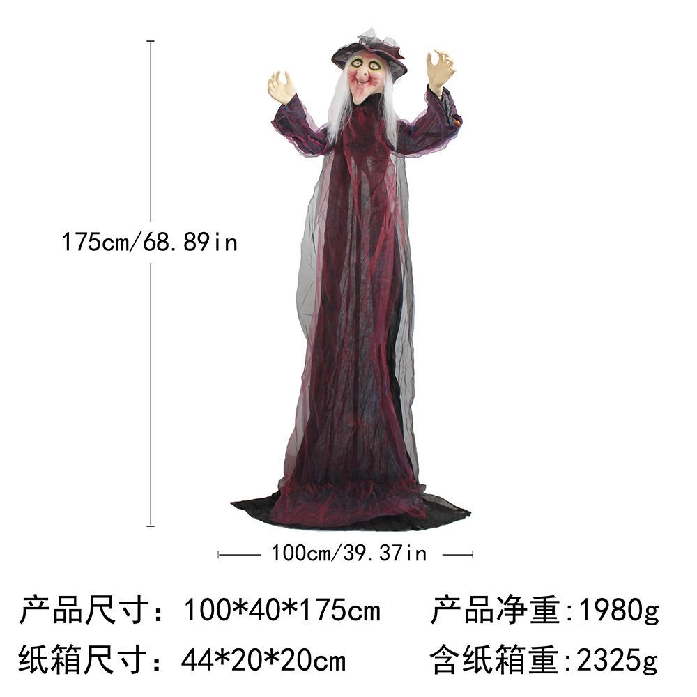 Decoración de Halloween, fantasma colgante, control de voz, fantasma luminoso eléctrico, llamada fantasma, acción a gran escala, sala secreta de fantasmas, decoración de fiesta, accesorios