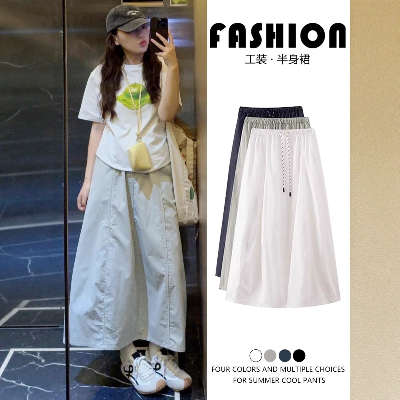 2026 Summer Slimming Pumpkin Skirt Long Skirt Flower Bud Skirt High-Waisted Quick-Dry Workwear Half Skirt Plus Size Dress