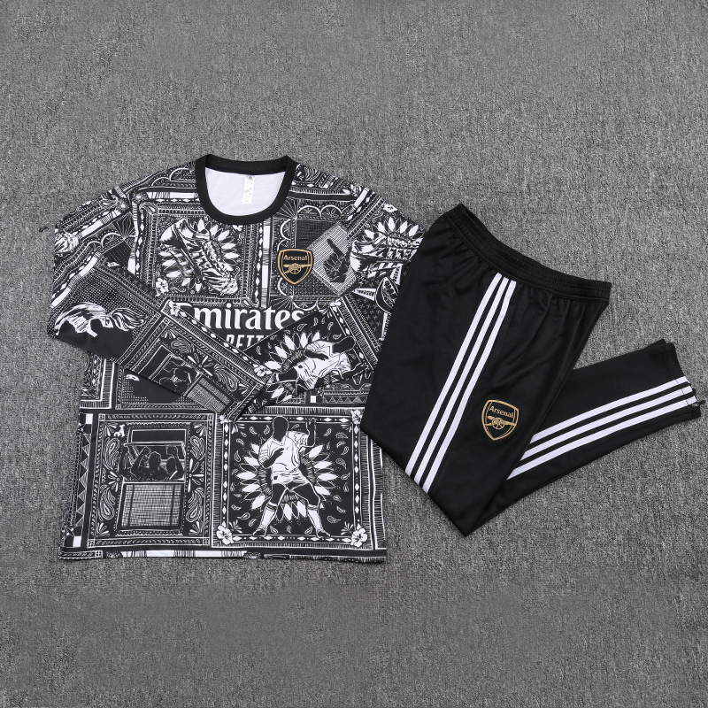 2324 Arsenal La Mengo gris Manchester City Marsella Barcellona manga larga de fútbol semi-cremallera conjunto de entrenamiento lote