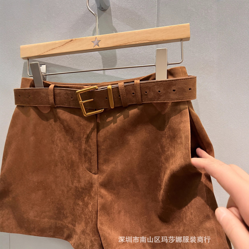 美式复古棕色中腰显瘦休闲短裤2025夏季新款通勤百搭棕色直筒裤女|undefined