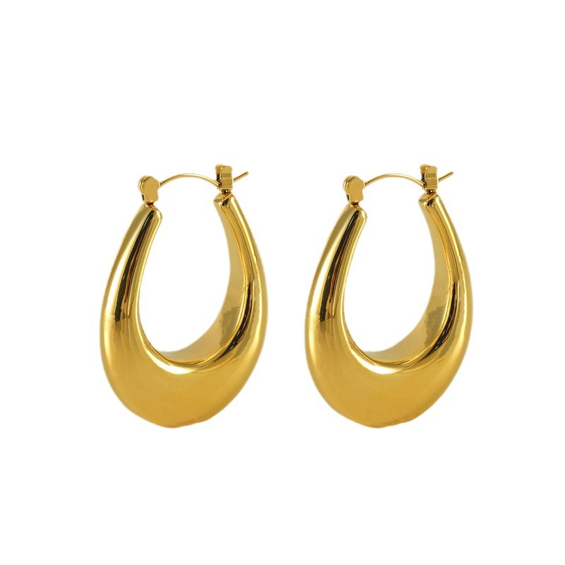 Pendientes brillantes simples de acero inoxidable transfronterizos de moda europea y americana femenina OL18K pendientes de acero de titanio dorado Dongguan en stock