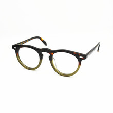 日本出口尾单小码祖母绿板材眼镜玳瑁细边橄榄绿蝌蚪同款镜架个性