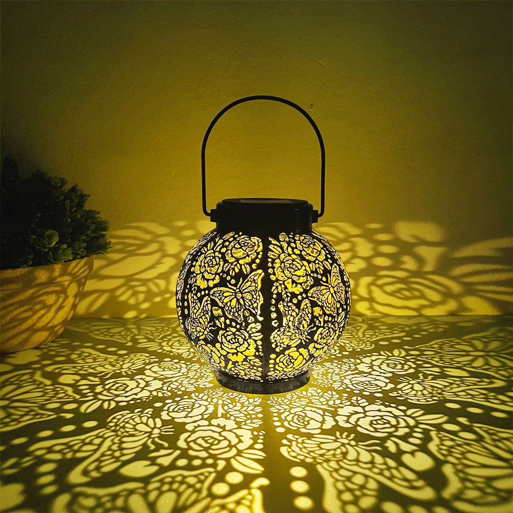 Solar garden light with projector patterns landscape rose butterfly…