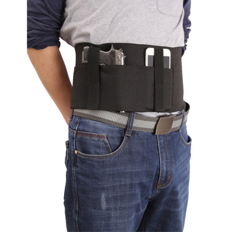 Outdoor Tactical Multifunctional Belt 95cm Invisible Elastic Waistband Left and Right Universal Agent Gun Bag Belt