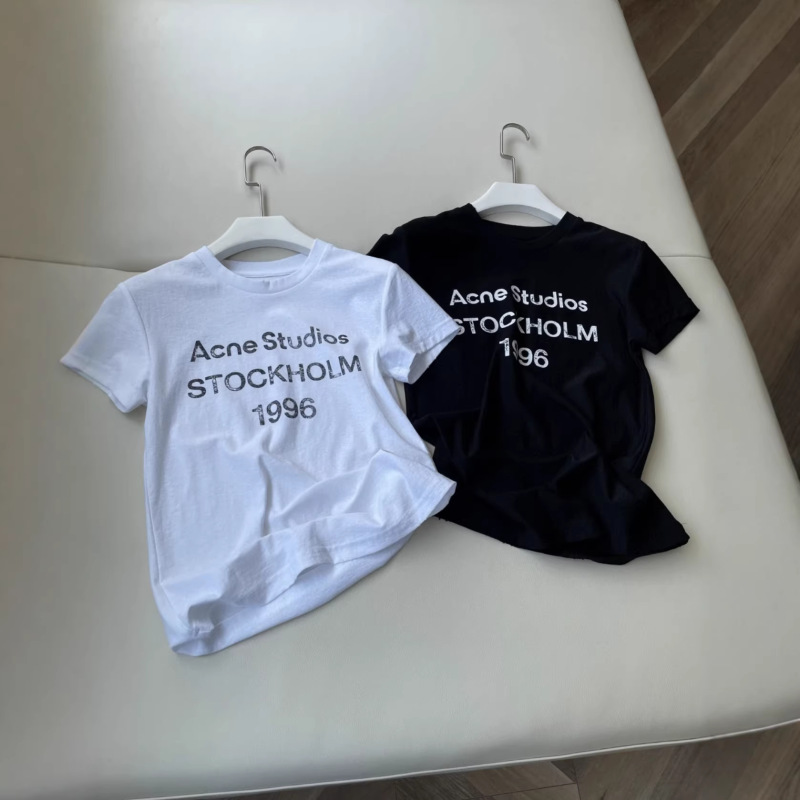 Ac Slimming Effect and Straight Shoulders! Distressed Letter Print Short-Sleeve T-Shirt for Women, New Spring/Summer Pure Cotton Niche Top
