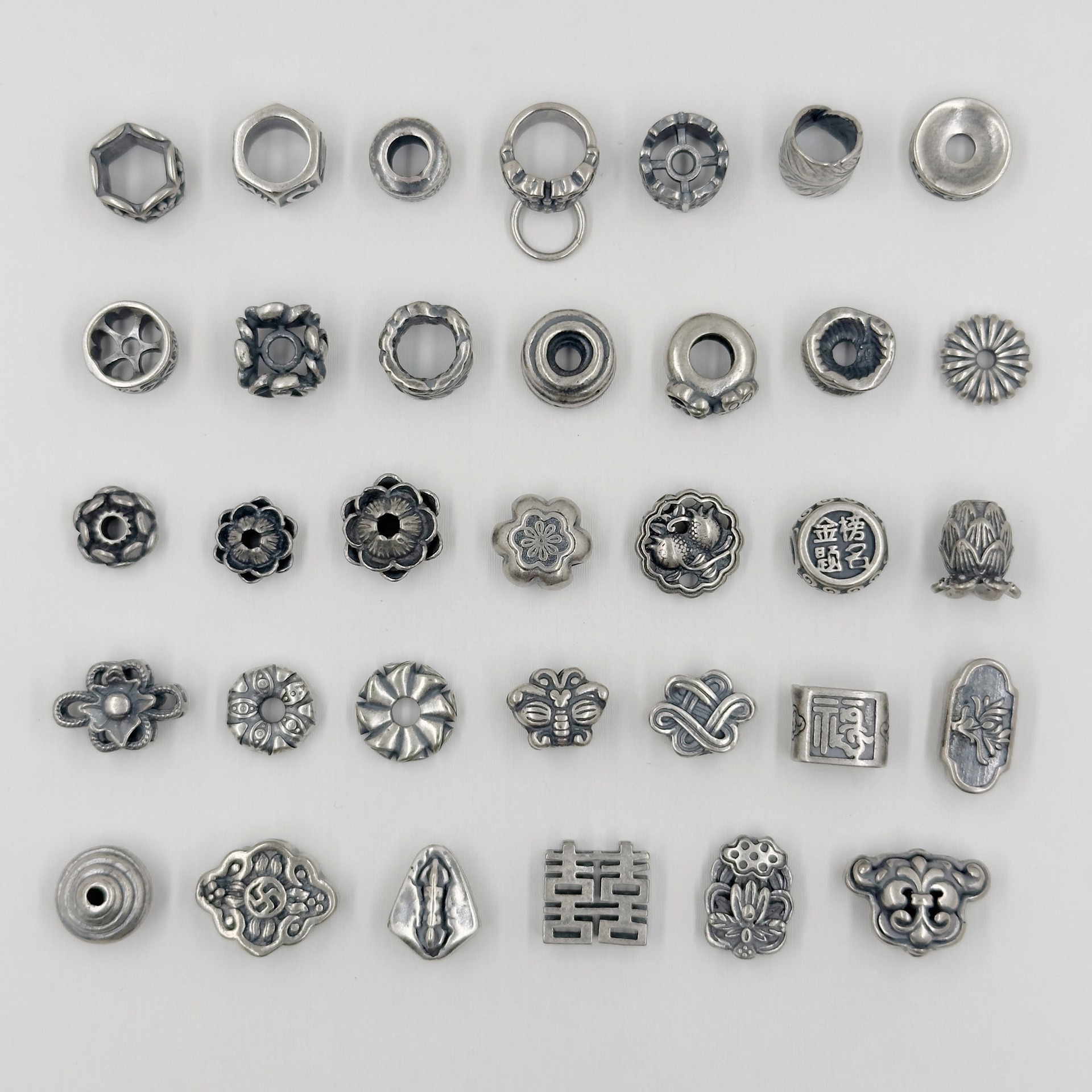 384-417 Shanxi vintage old silver spacer beads DIY accessories 9997 silver bracelet jewelry accessories