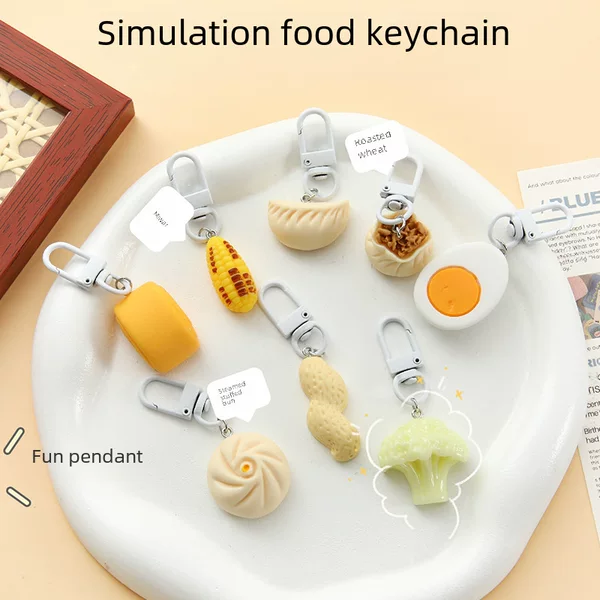 Simulation food keychain cute food and play pendant cartoon fun girl couple schoolbag jewelry key chain ornaments