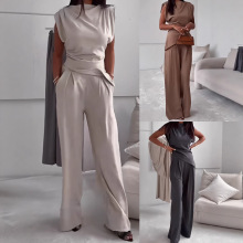 2025新款春夏季欧美亚马逊独立站跨境女装外贸休闲修身时尚套装女