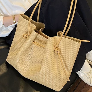 韩版复古手工编织托特包女2026夏季新款潮高级感大容量单肩通勤包