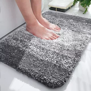 跨境现代简约条纹植绒地毯卫生间浴室吸水防滑地垫耐脏垫入户门垫