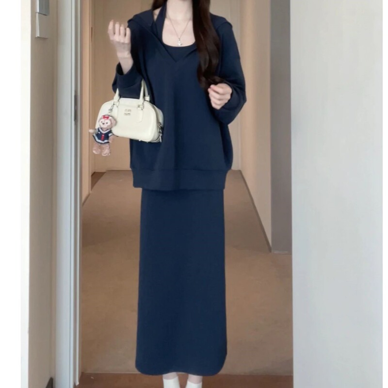 [Amylamine Imitation Cotton Mamba Cotton] 300g Amylamine Imitation Cotton Mamba Cotton Suit Halterneck Two-Piece Suit V Neck Sweatshirt