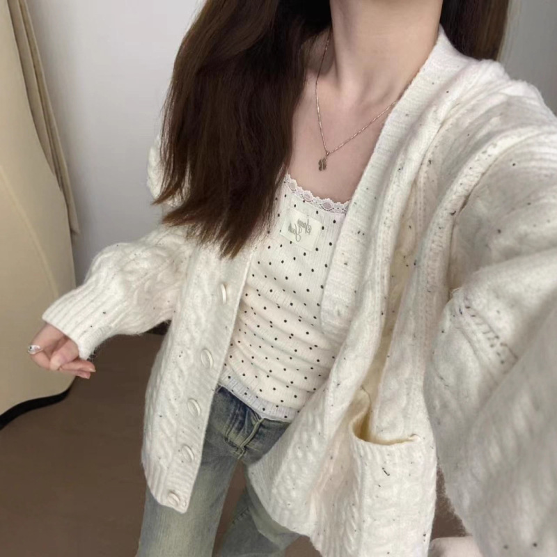 Gorgeous Early Autumn White Cable-Knit Sweater Coat for Women, Loose and Lazy Style, Thick Knit Cardigan