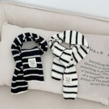 儿童围巾毛线围脖秋冬季男童女童防风保暖条纹针织脖围宝宝百搭潮