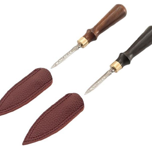 Cuchillo Damasco con Funda de Cuero - Ébano