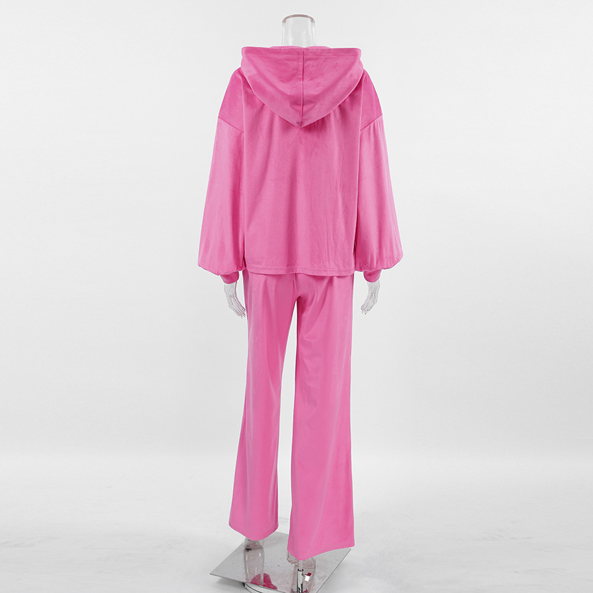 2024 hiver nouveau costume en velours mode européenne et américaine fermeture éclair à manches longues style sport pull à capuche costume décontracté_voghion.com