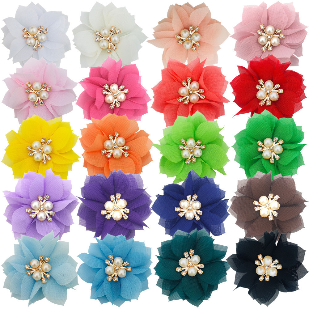 In-Stock 6cm Chiffon Pointed Flower Cross-Border E-Commerce Direct Sales Headwear Clothing Pet Accessories Fabric Flower DIY Accessories