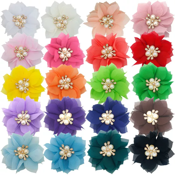 In-Stock 6cm Chiffon Pointed Flower Cross-Border E-Commerce Direct Sales Headwear Clothing Pet Accessories Fabric Flower DIY Accessories