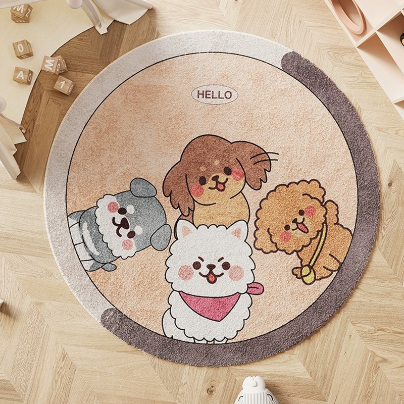 Círculos animados alfombras de habitación de niños adornos dormitorios alfombras de cama cojín de escalada redonda gruesa esterilla de estudio de niñas frotar