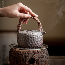 粗陶煮茶壶日式手工复古温茶壶家用养生提梁壶围炉煮茶室内家用