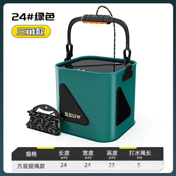 Water Bucket with Rope for Fishing Well, Thickened Foldable Transparent Live Fish Bucket, Portable Large Fishing Bucket with Lid, Small Fish Bucket